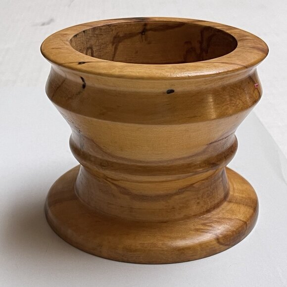 Candle Stand PILLAR Holder Carved Turned Wood Natural Farmhouse Wooden - Picture 3 of 5